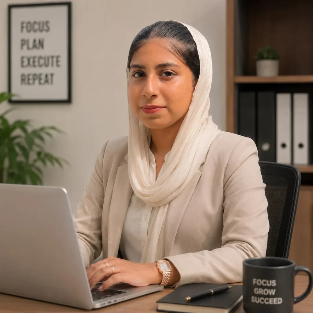 Diya, frelance social media marketing strategist in Saudi Arabia. professional pic of diya as a social media marketing strategist.