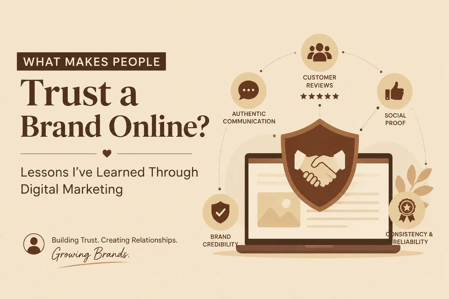 Dia, a freelance social media marketing strategist in Saudi Arabia. blog on the topic of What Makes People Trust a Brand Online? Lessons I’ve Learned Through Digital Marketing.